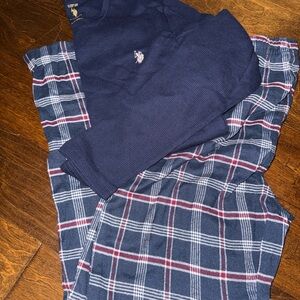 U.S. Polo Assn. Navy Shirt and Plaid Pants Set